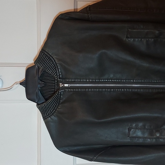 Princess Polly Faux Leather Jacket Washed Green - Picture 5 of 16